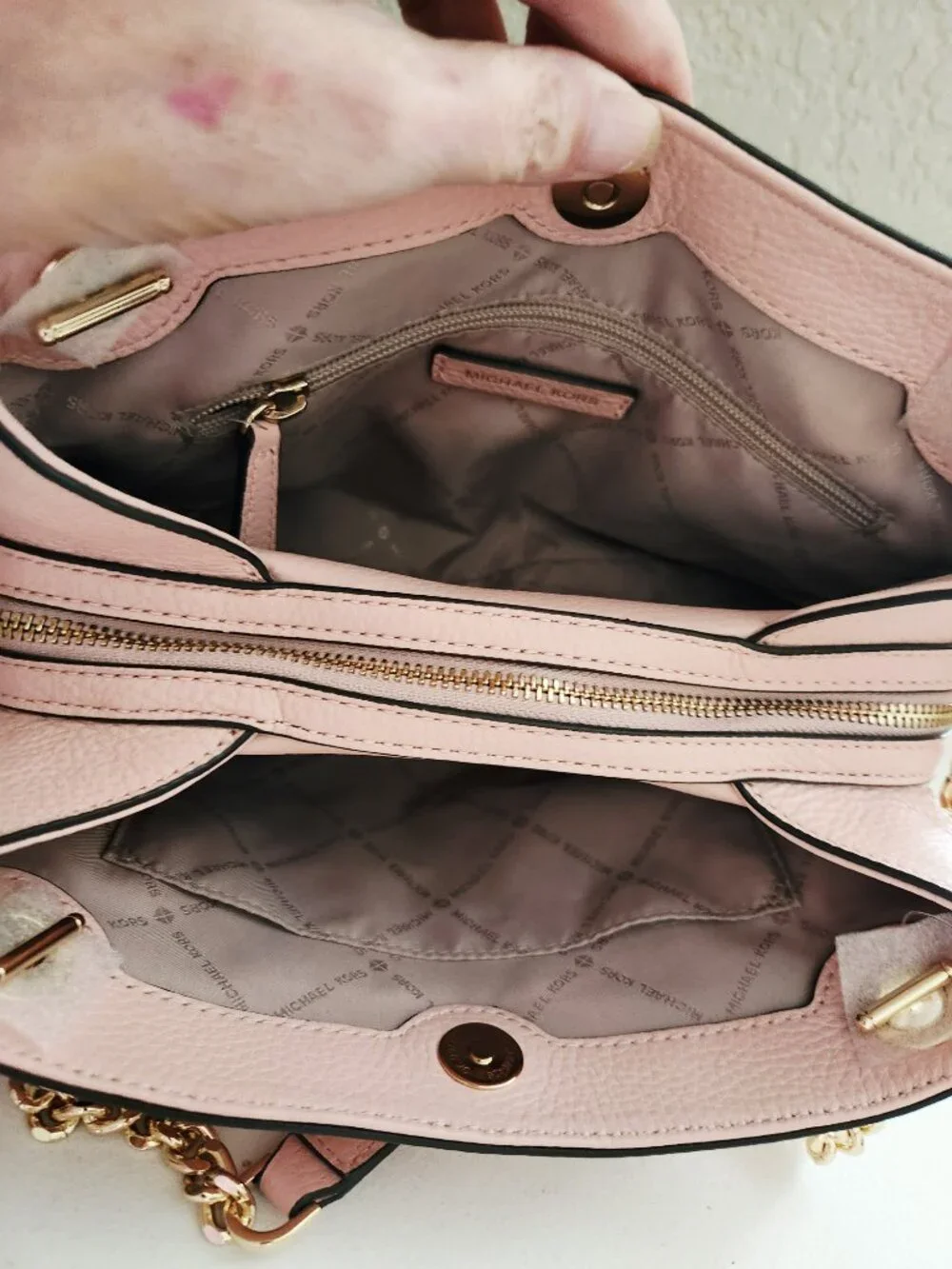 Nwt Michael Kors Pink Leather Studded Shoulder Bag Purse